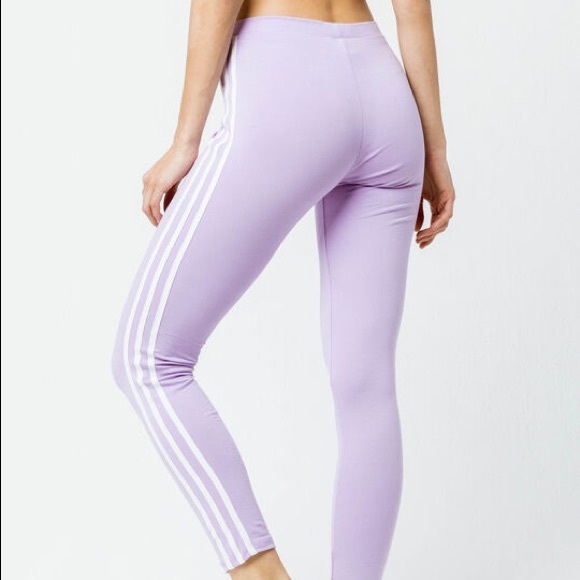 adidas Pants - COPY - Purple/Lilac Adidas Three Stripe Leggings